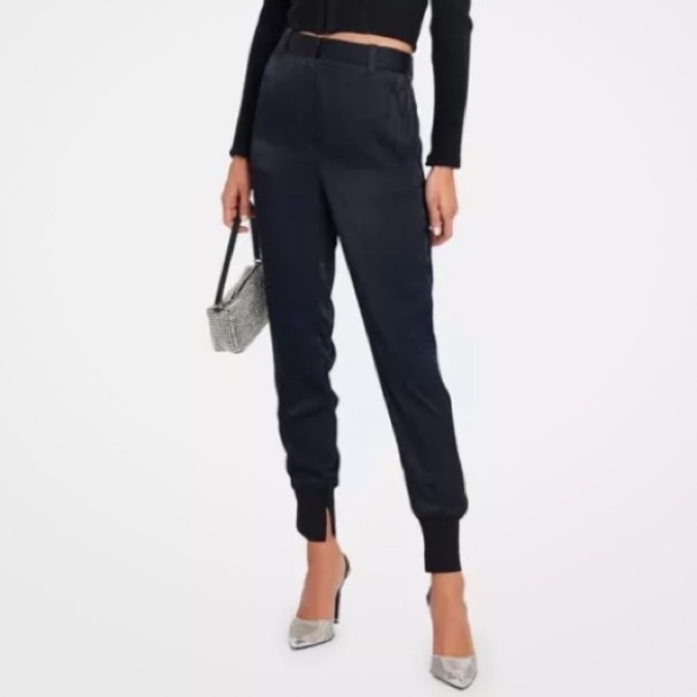 Hey You Navy satin joggers size 4 NWOT